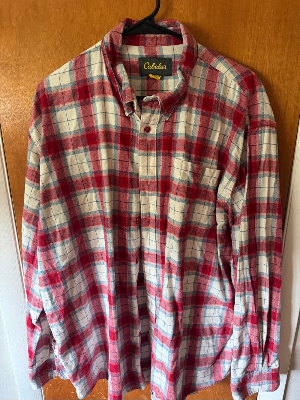Cabela's Red and White Plaid Button-Down Shirt